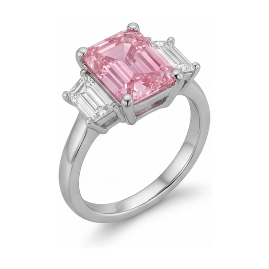 Pink Diamond Engagement Ring 4 Carat Emerald