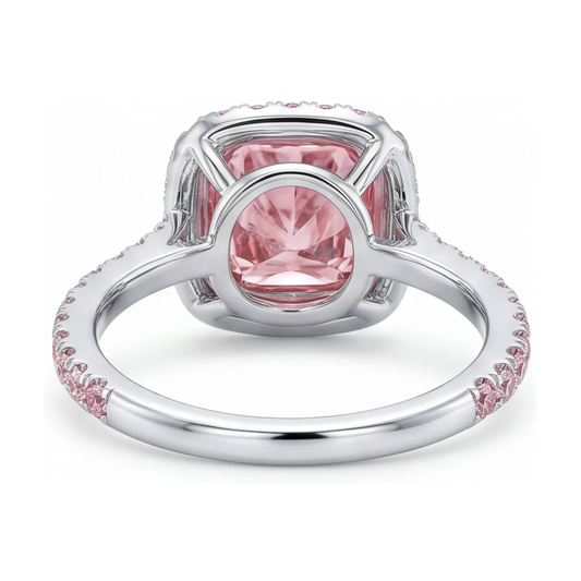 Pink Diamond Ring 3.2 Carat Cushion