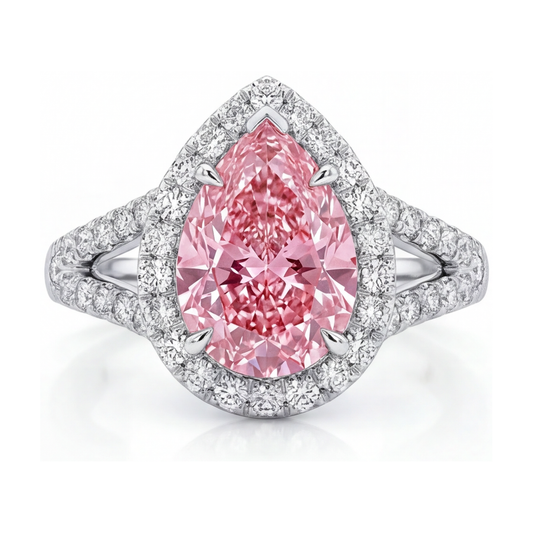 Pink Diamond Ring 3.2 Carat Pear