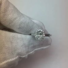 3 Stone Oval & Baguette Engagement Ring 1.30 Carats White Gold 14K