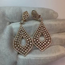 White Gold 14K Women Chandelier Earring Round Natural Earth Mined Diamonds 5 Carats