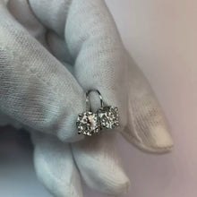 Round Solitaire Natural Earth Mined Diamond Lever back Earring 2 Carat White Gold 14K