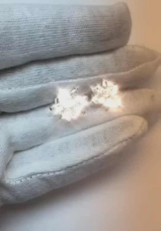 4 Carats Pear Shape Round Genuine Natural Earth Mined Diamond Cluster Earrings Gold