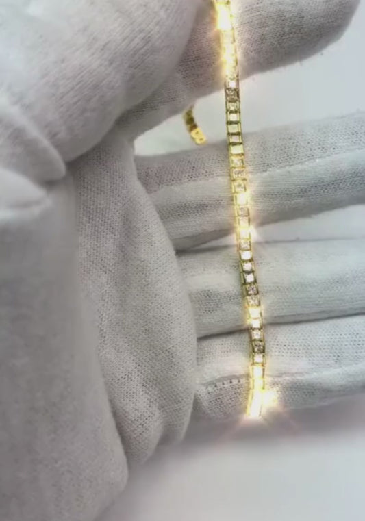 9.30 Ct. Princess Cut Natural Earth Mined Diamonds Channel Set Tennis Bracelet WG 14K