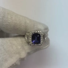 Halo Emerald Ceylon Sapphire Anniversary Natural Earth Mined Diamond Ring 5 Carats