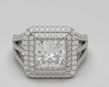Halo Natural Earth Mined Diamond Engagement Ring 6 Carats Split Shank White Gold 14K
