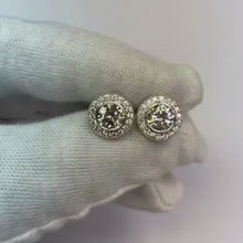 2.72 Carats Round Cut Natural Earth Mined Diamond Halo Lady Stud Earrings Gold White 14K