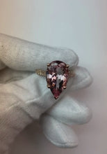 Pear Cut Morganite And Natural Earth Mined Diamonds 9.25 Ct Wedding Ring Rose Gold 14K