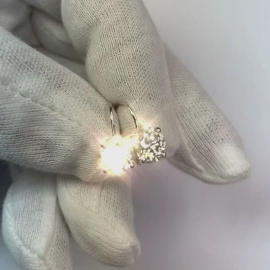 Round Solitaire Natural Earth Mined Diamond Lever back Earring 2 Carat White Gold 14K