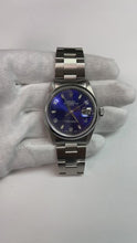 Rolex 15200 Oyster Perpetual Date Blue Arabic 34mm SS Watch