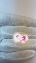 Pink Sapphire Halo Natural Earth Mined Diamond Stud Earrings
