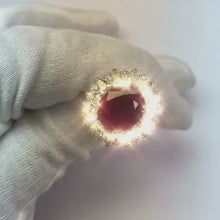 Round And Pear Cut Natural Earth Mined Diamonds With Ruby Ring 17.75 Ct White Gold 14K