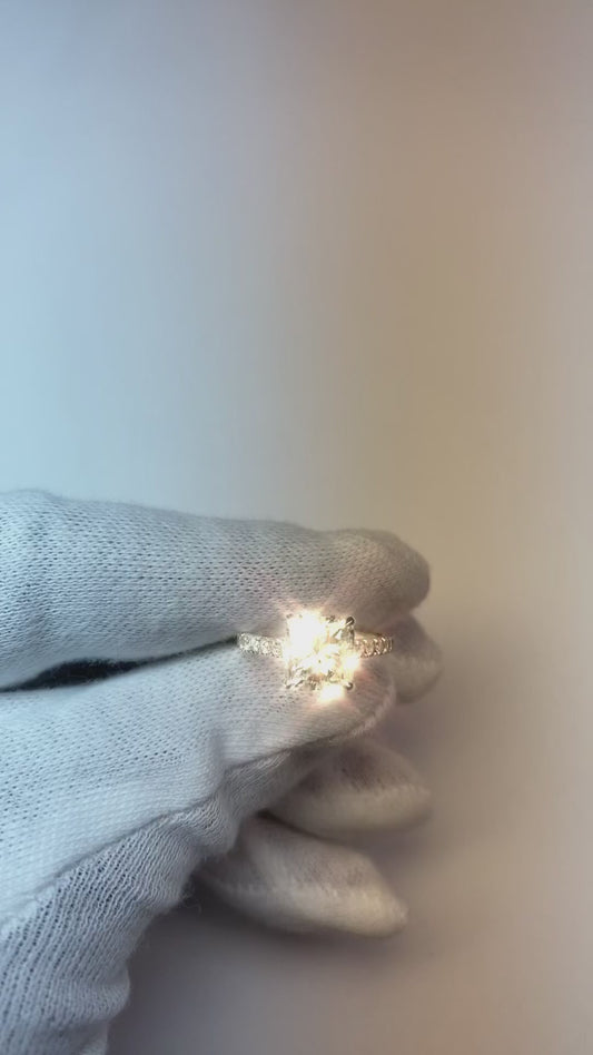 Cushion And Round Cut 3.35 Carats Real Natural Earth Mined Diamonds Engagement Ring New