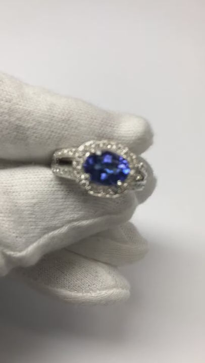 Oval Tanzanite And Round Natural Earth Mined Diamonds Engagement Ring 3.50 Carat New