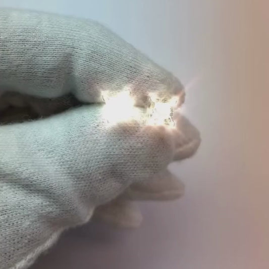 2 Carat Princess Natural Earth Mined Diamond Stud Earring Gold Solid White Prong Set