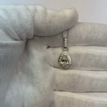 Pear And Round Natural Earth Mined Diamond Necklace Pendant 1.45 Carat White Gold 14K