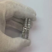 Women Hoop Earrings 7 Ct Round Cut Natural Earth Mined Diamonds White Gold 14K