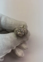 Big Round Natural Earth Mined Diamond Men's Ring With Accents 5.50 Carats White Gold 14K