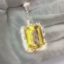 Big Cushion Citrine With Natural Earth Mined Diamonds 26.75 Ct Pendant White Gold 14K