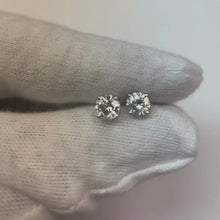 Stud Women Earring White Gold 14K Prong Set Round Natural Earth Mined Diamond 1.90 Ct.