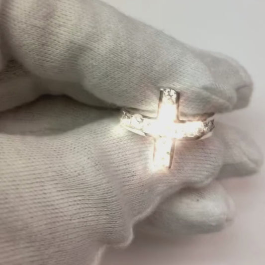 Diamonds Cross Shape Engagement Fancy Ring 1.4 Ct. White Gold 14K