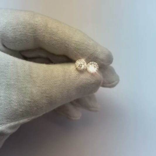 1.35 Ct Round Halo Natural Diamond Stud Earring Lady Jewellery