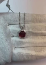 Ladies Round Natural Earth Mined Diamond Halo Gemstone Pendant Asscher Cut Ruby 12 Carats