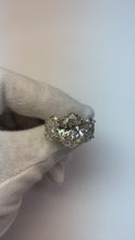 Big Genuine Oval Natural Earth Mined Diamond Three Stone Ring Gold 14K