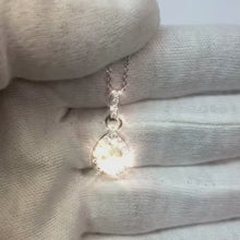 Pear And Round Natural Earth Mined Diamond Necklace Pendant 1.45 Carat White Gold 14K