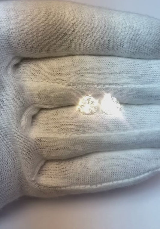 Natural Earth Mined Diamond Stud Earrings 3.5 Ct Solid White Gold 14K