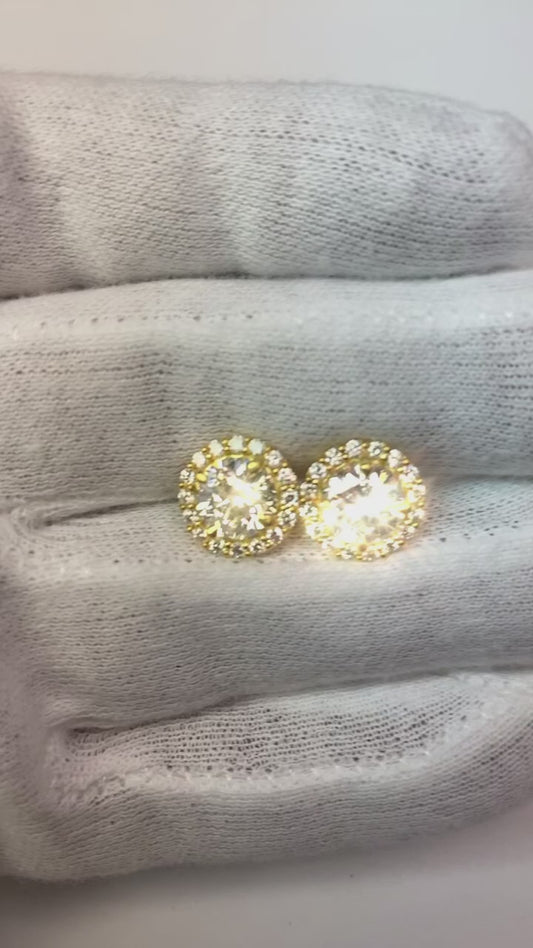 4.60 Carats Sparkling Round Cut Natural Earth Mined Diamond Stud Halo Earrings White Gold
