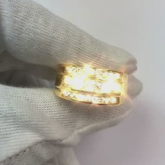 14K Yellow Gold 2 Ct Men's Natural Earth Mined Diamond Ring Jewellery New