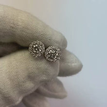 1.30 Carats Round Halo Natural Earth Mined Diamond Stud Earring White Gold Jewellery New