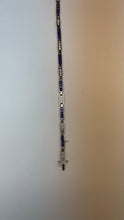 Round Natural Earth Mined Diamond & Princess Sapphire Tennis Bracelet