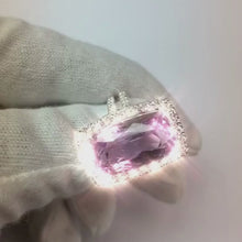 Cushion Cut Pink Kunzite 24.50 Ct Natural Earth Mined Diamond Ring White Gold Lady Jewellery