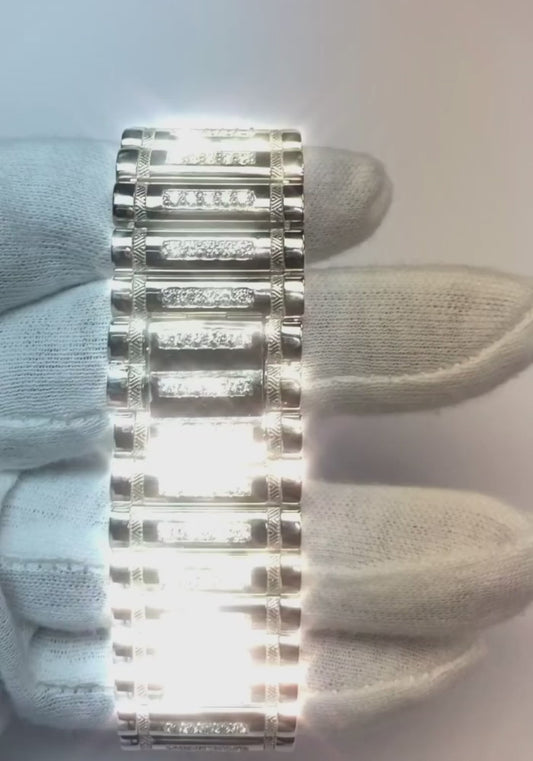 10 Carats Men's Bracelet Sparkling Small Natural Earth Mined Diamonds White Gold 14K