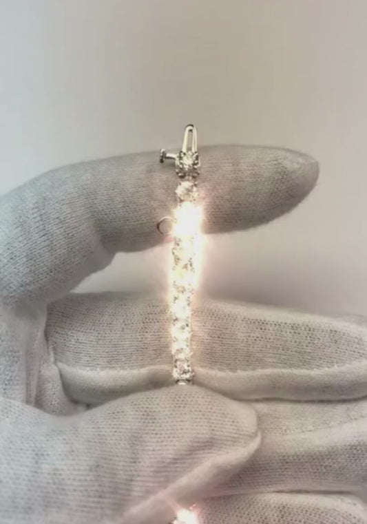 Women Solid White Gold 14K Round Natural Earth Mined Diamond Tennis Bracelet 12 Carats