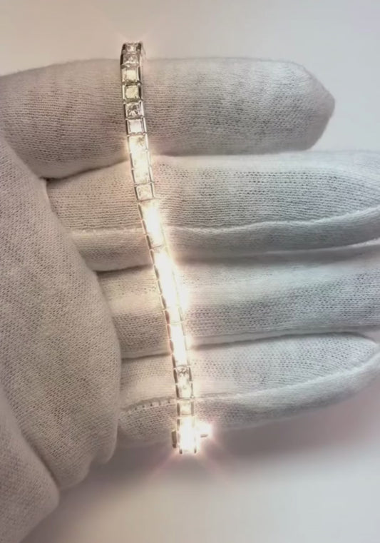 10.40 Ct Princess Cut Natural Earth Mined Diamonds Ladies Tennis Bracelet White Gold