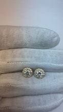 2 Carats Round Halo Natural Earth Mined Diamond Stud Earring Women Gold Jewellery