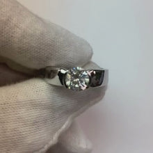 Solitaire Natural Earth Mined Diamond Ring Half Bezel Setting 1.50 Carats Men's White Gold