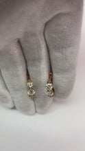 Three Stone Women Hoop Earrings 3 Ct Round Cut Natural Diamonds White Gold 14K