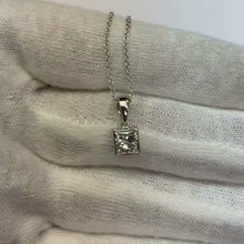 Solitaire Princess Cut Natural Earth Mined Diamond Necklace Pendant 1 Carat Bezel Set
