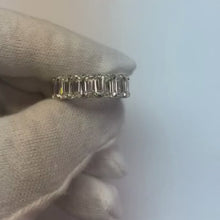 Eternity Band 11.20 Carats Natural Earth Mined Diamond Emerald Cut White Gold 14K New