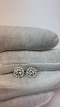 2.10 Carats D VVS1 Round Natural Earth Mined Diamonds White Gold 14K Studs Pair Halo Earrings