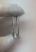 Round Brilliant Diamond Hoop  Real Earring 14K White Gold