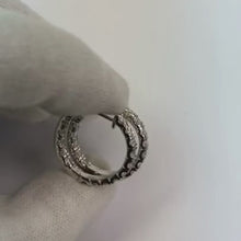 14K White Gold Prong Set Round Cut 3.60 Carats Natural Earth Mined Diamonds Hoop Earrings