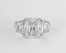7 Carats Radiant Natural Earth Mined Diamond 3 Stone Engagement Ring Gold White