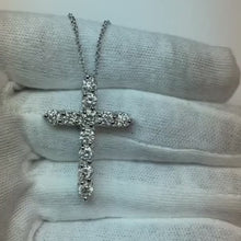 Round Cut Diamond Cross Genuine Pendant 14K White Gold
