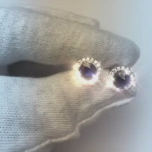 Sri Lankan Sapphire Round Cut Halo Natural Earth Mined Diamond Stud Earring 3.60 Carats