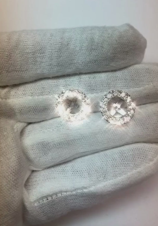 Women Jackets Studs Halo Earring Round Cut 1.30 Carats White Gold 14K Natural Earth Mined Diamond